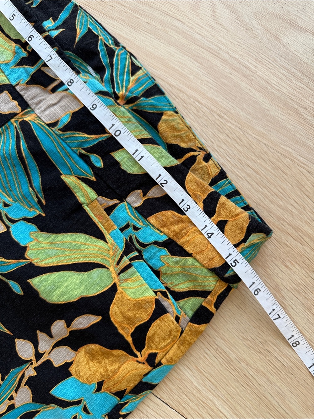 Chico's Black Pants with Teal, Green & Gold Botanical Print - Picture 4 of 9